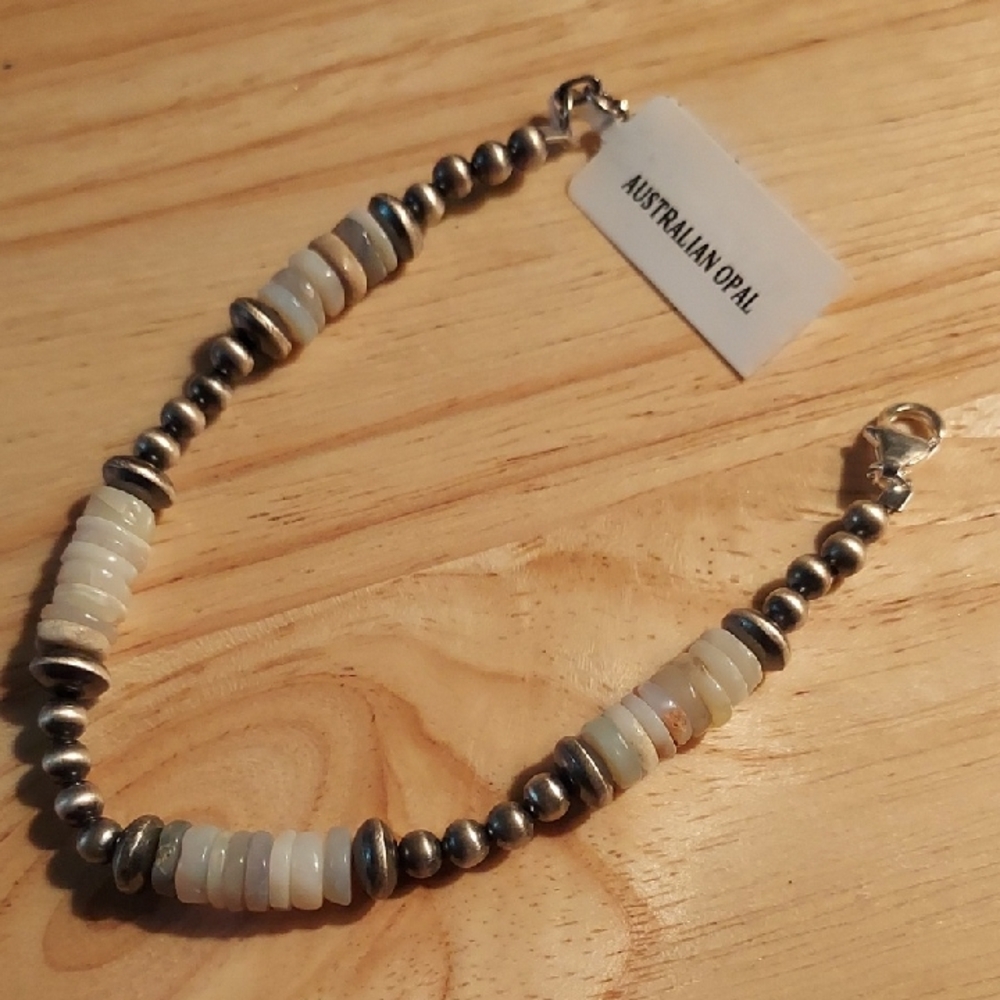 Australian Opal Sterling Silver Bracelet 7 and a Half Inches 8 With The Extender